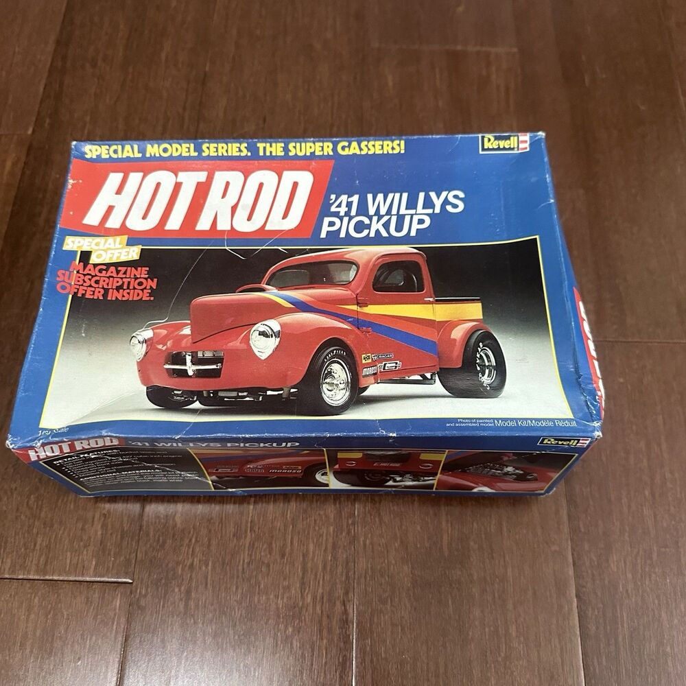 Revell 1/25 Hot Rod Magazine 41 Willys Drag Pickup Gasser Model Open Box